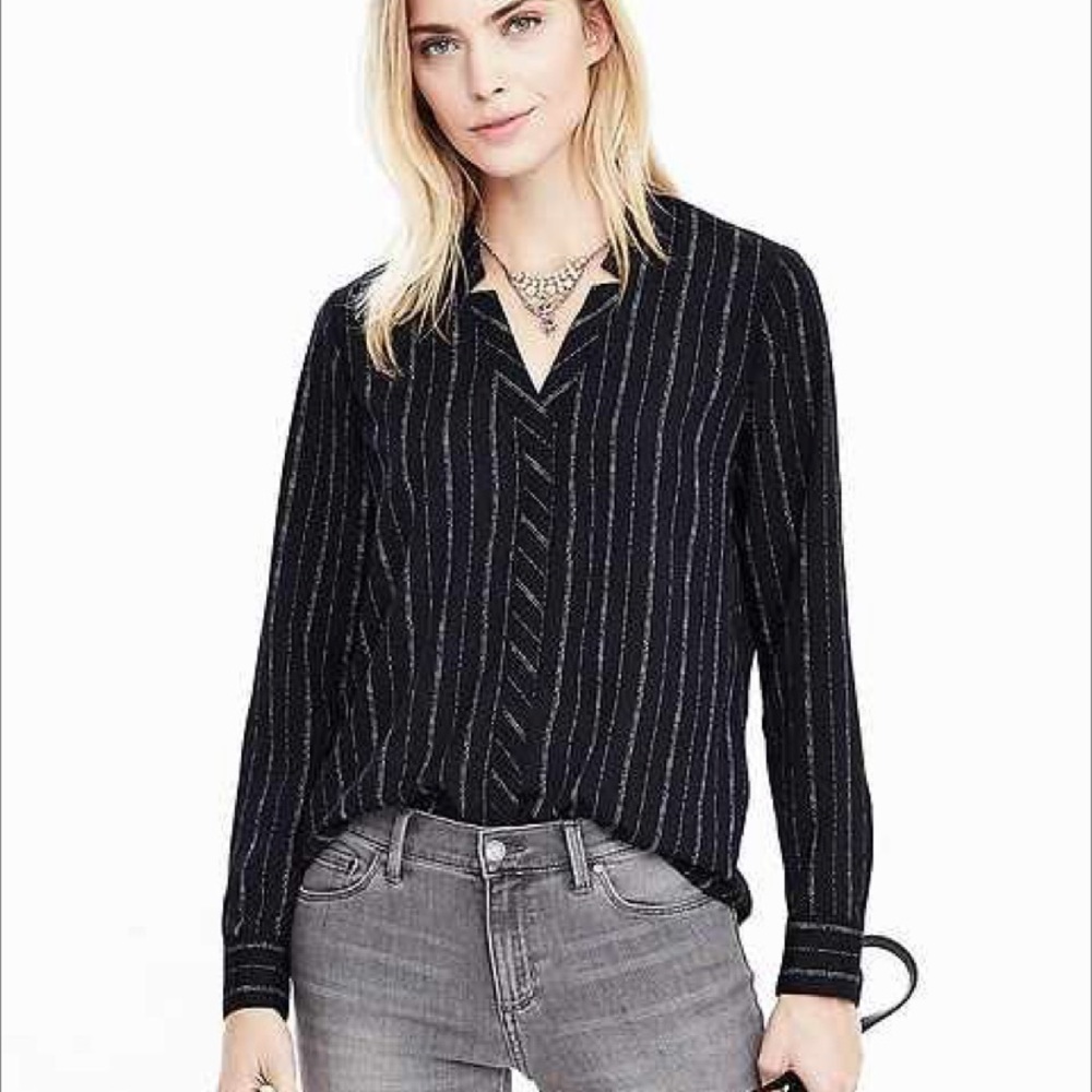 NEW Banana Republic Notch Collar Blouse Preppy